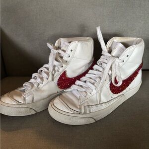 Nike Women's White Sneakers with Red Accents